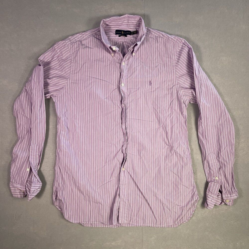 Ralph Lauren Dress Shirt Men 16.5 Purple Casual Office Career Busines Flesh Pony